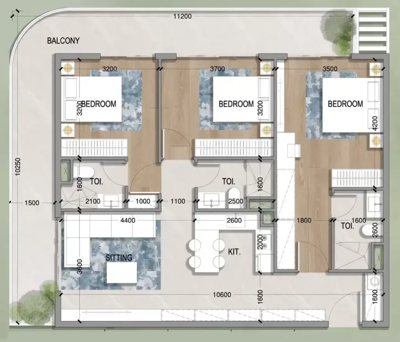 3 Bedrooms in Oasis Residences