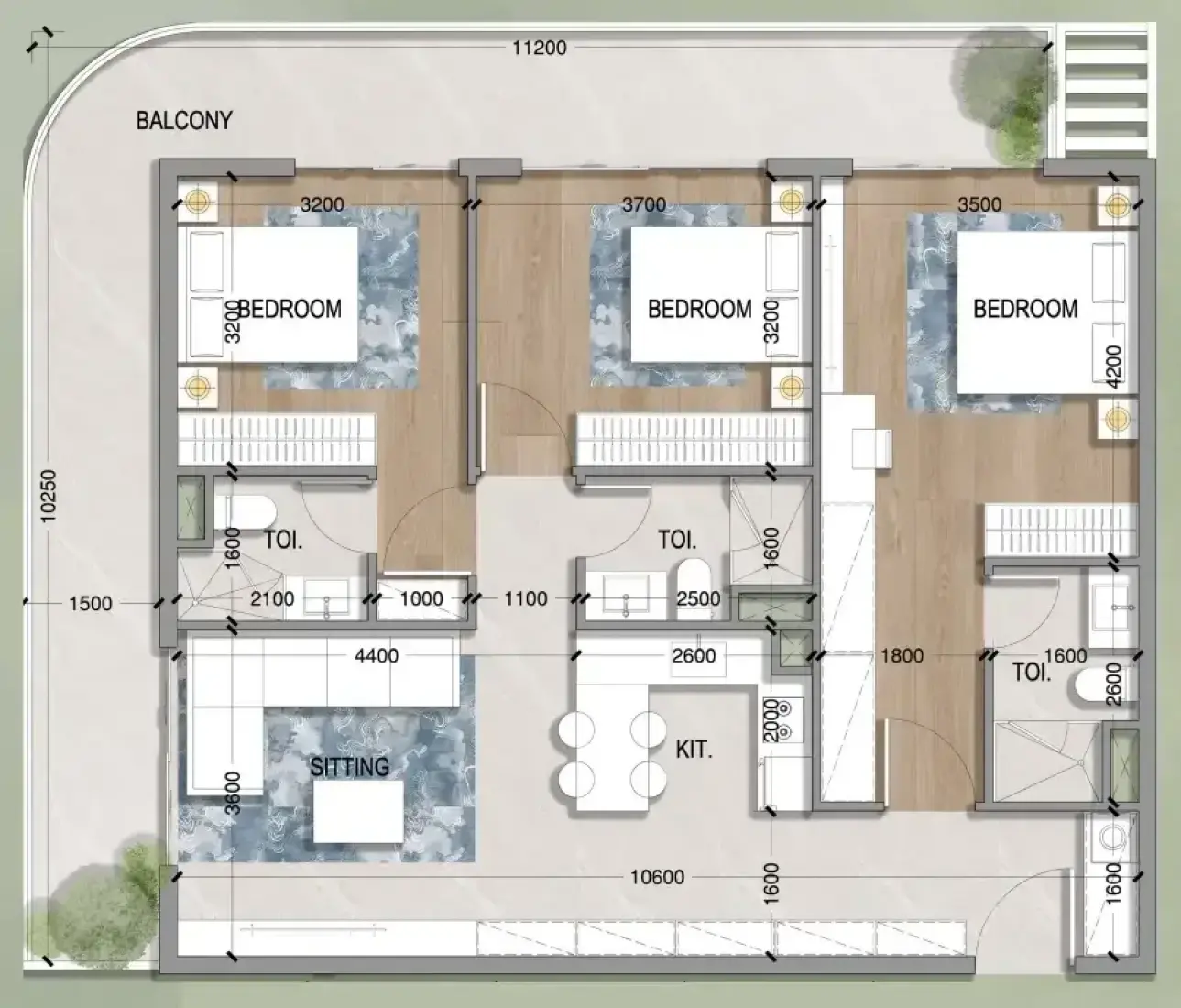 3 Bedrooms in Oasis Residences
