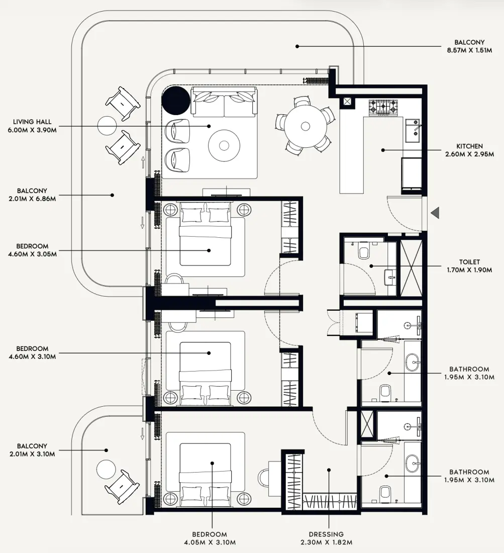 3 Bedrooms in Azizi Venice 15
