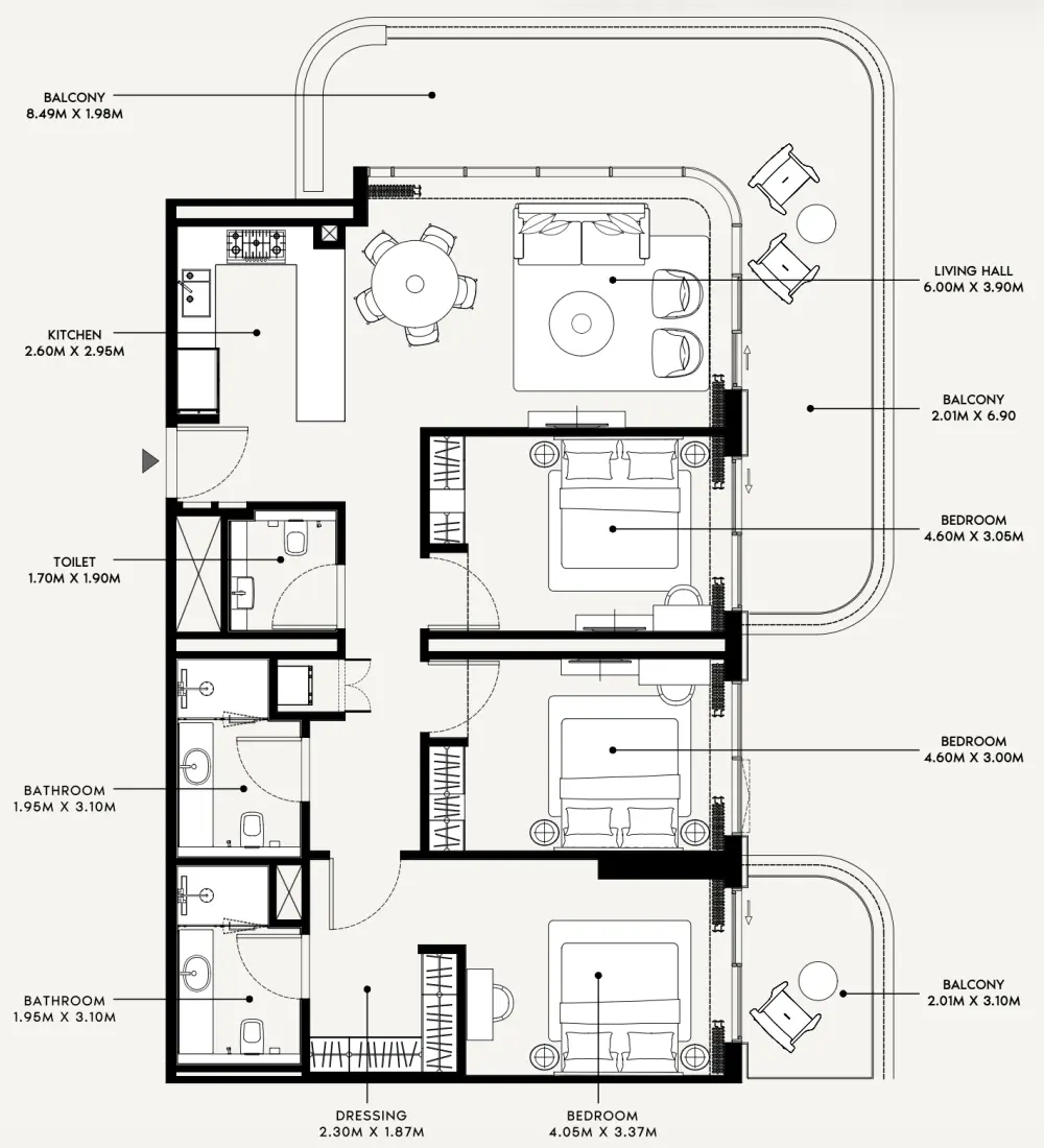 3 Bedrooms in Azizi Venice 15