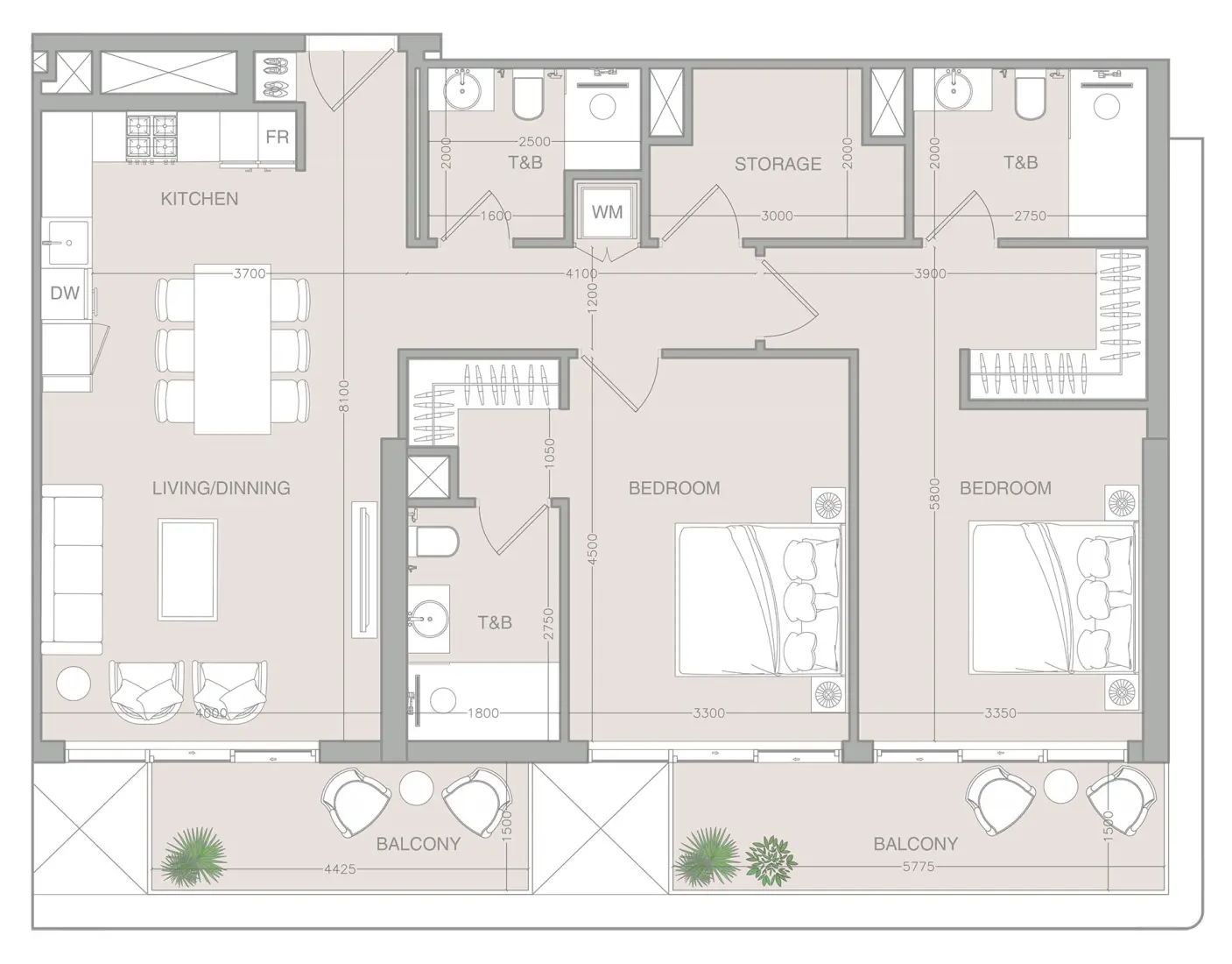 2.5 Bedrooms in 1WOOD Residence