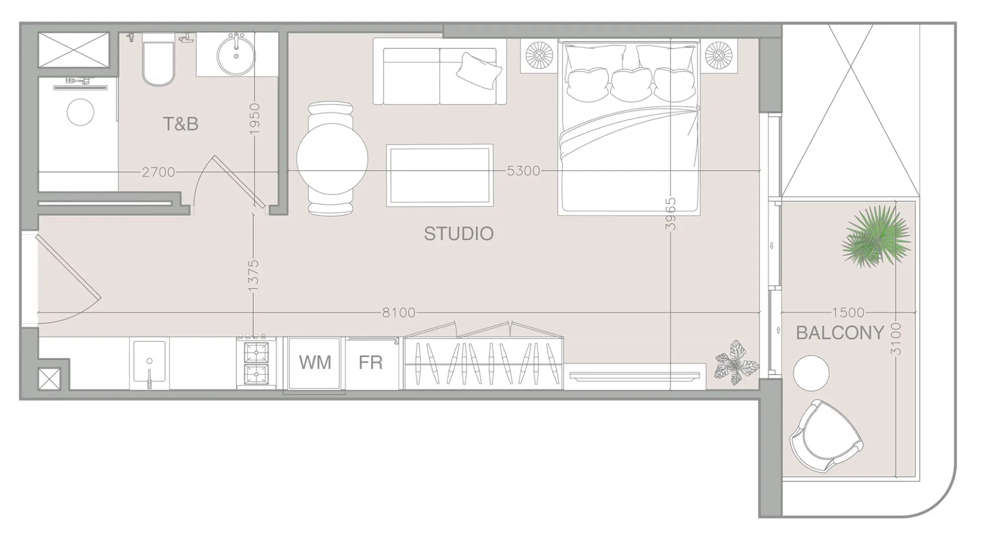 Studio in 1WOOD Residence
