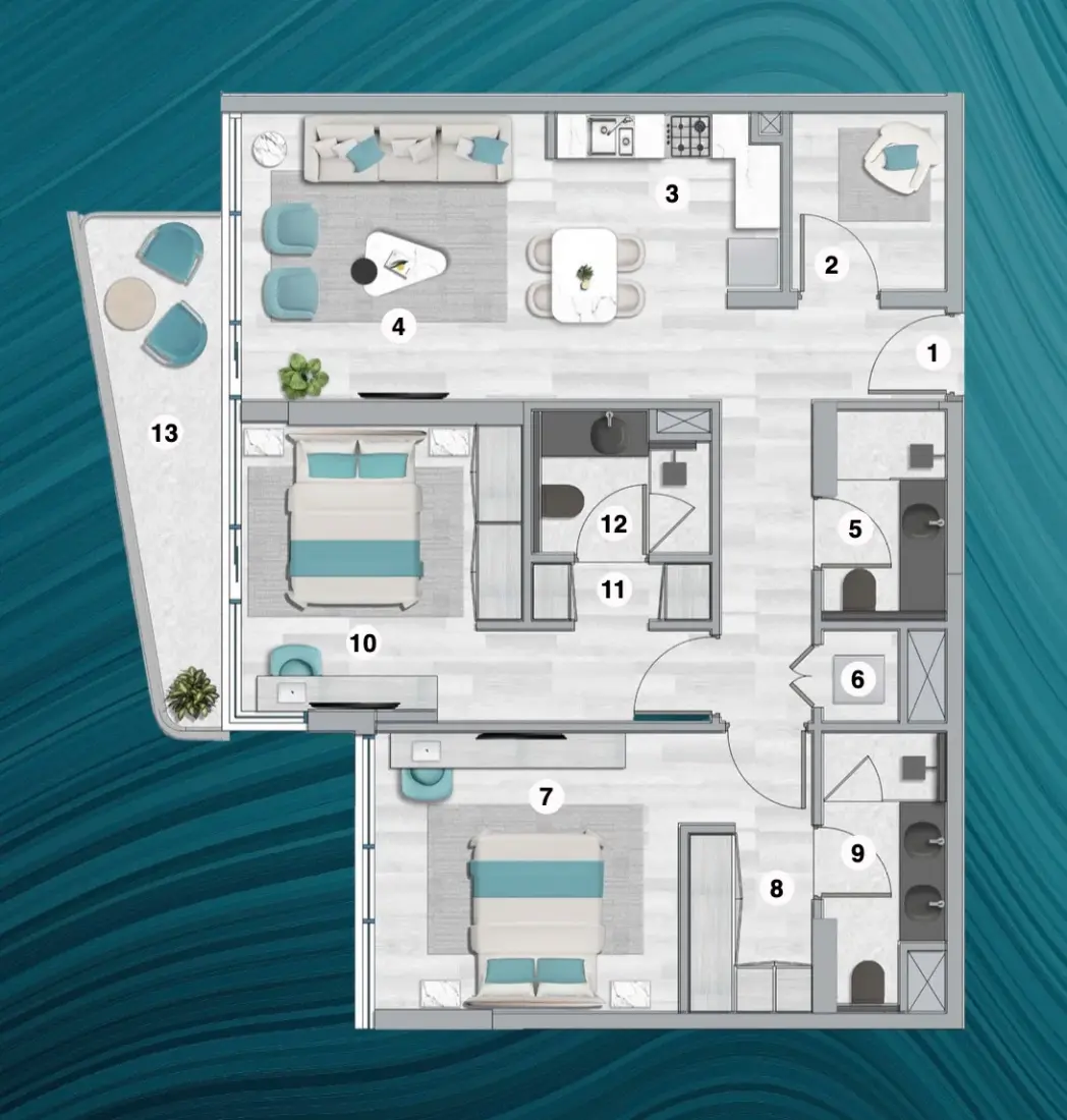 2 Bedrooms in Flora Bay Residences