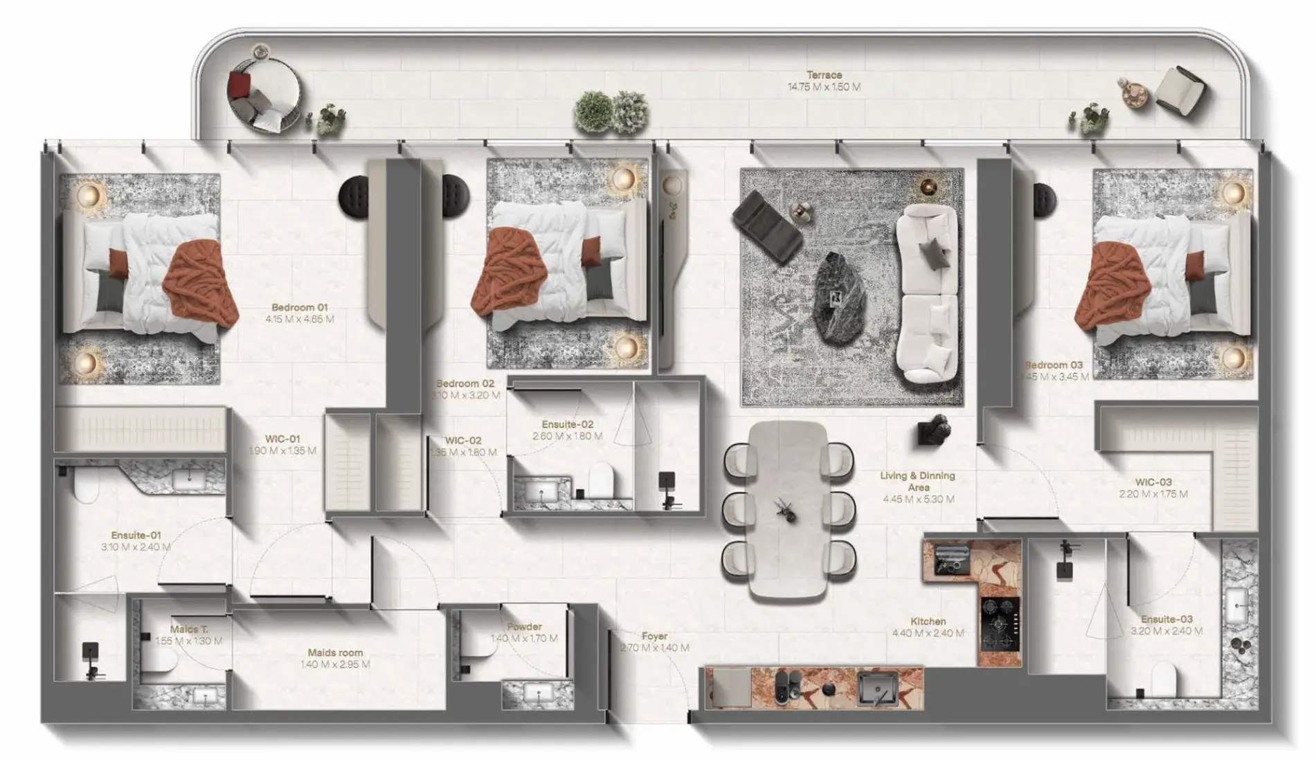 3 Bedrooms in Le Château