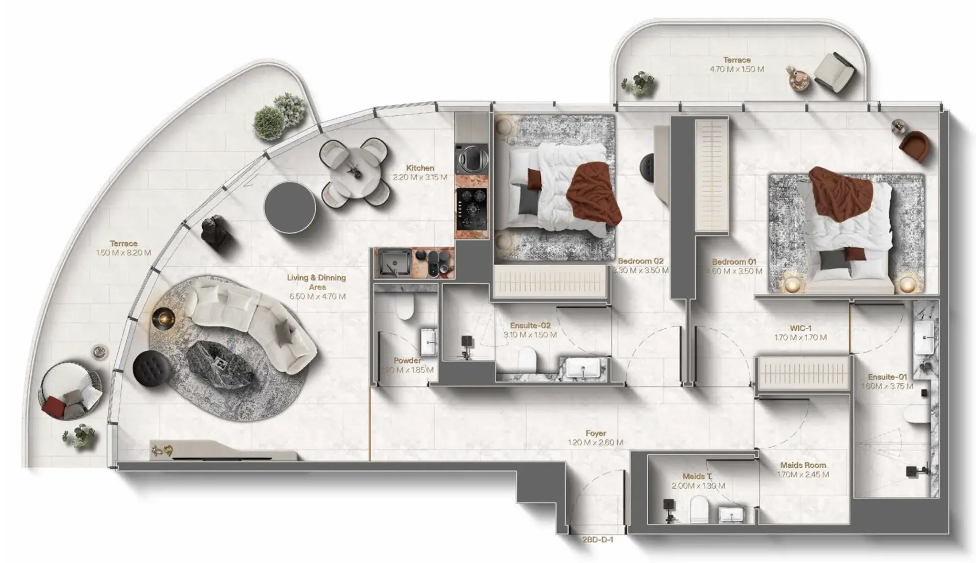 2 Bedrooms in Le Château