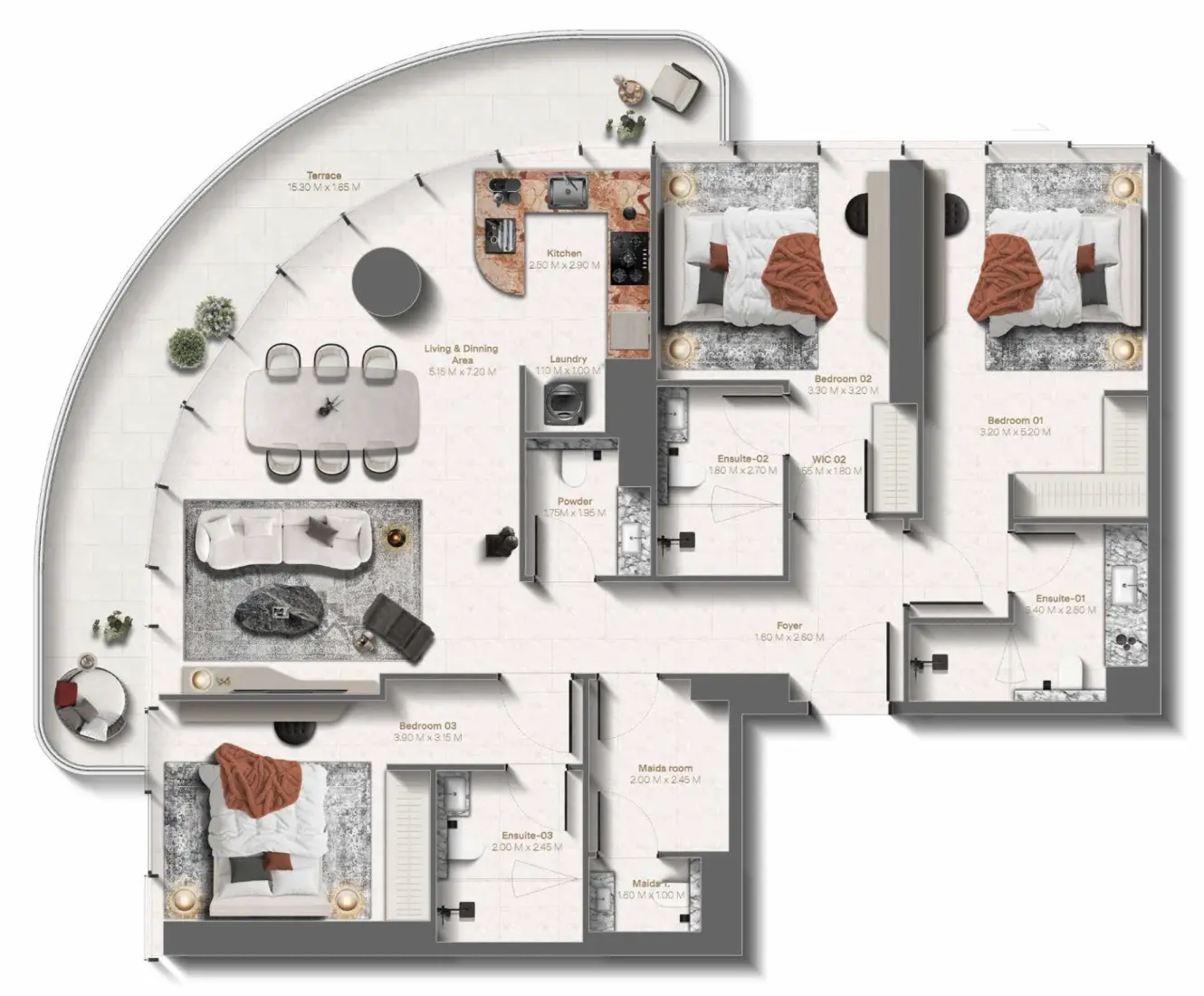 3 Bedrooms in Le Château