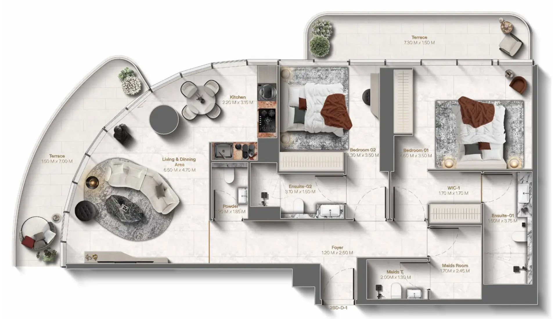 2 Bedrooms in Le Château