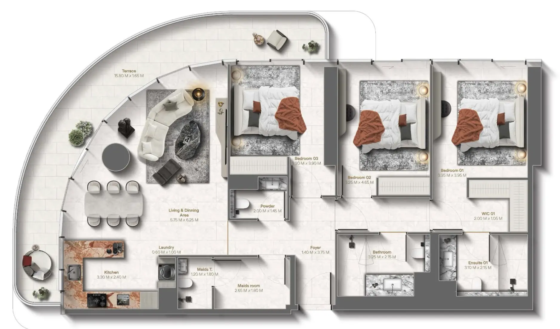 3 Bedrooms in Le Château