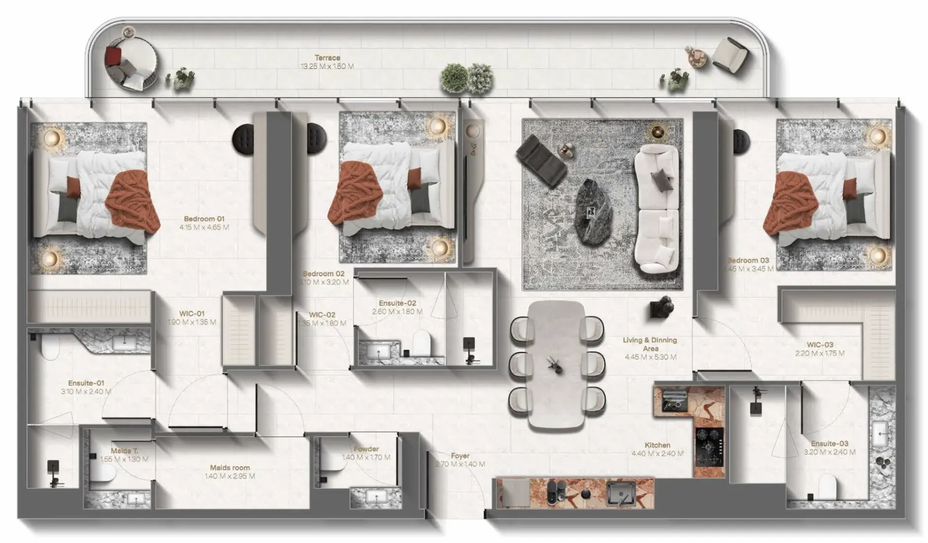 3 Bedrooms in Le Château