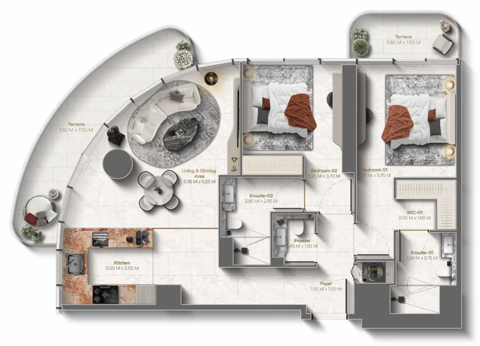2 Bedrooms in Le Château