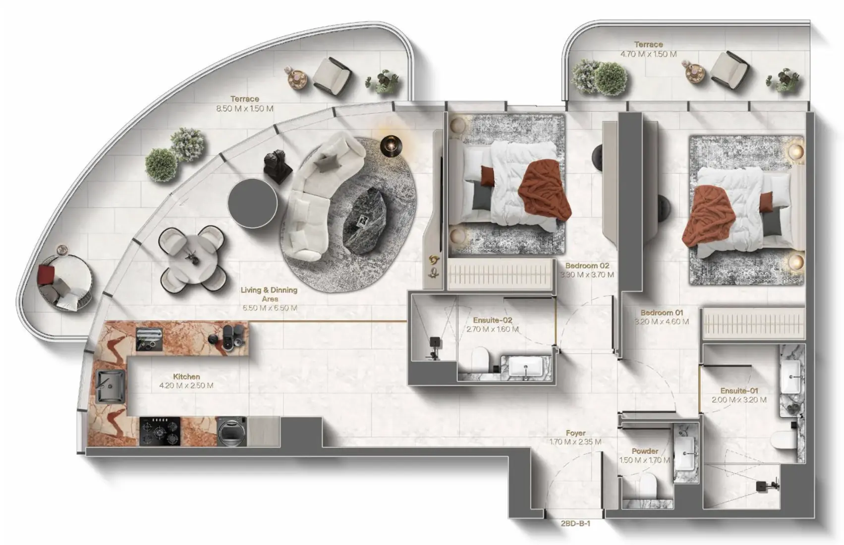2 Bedrooms in Le Château