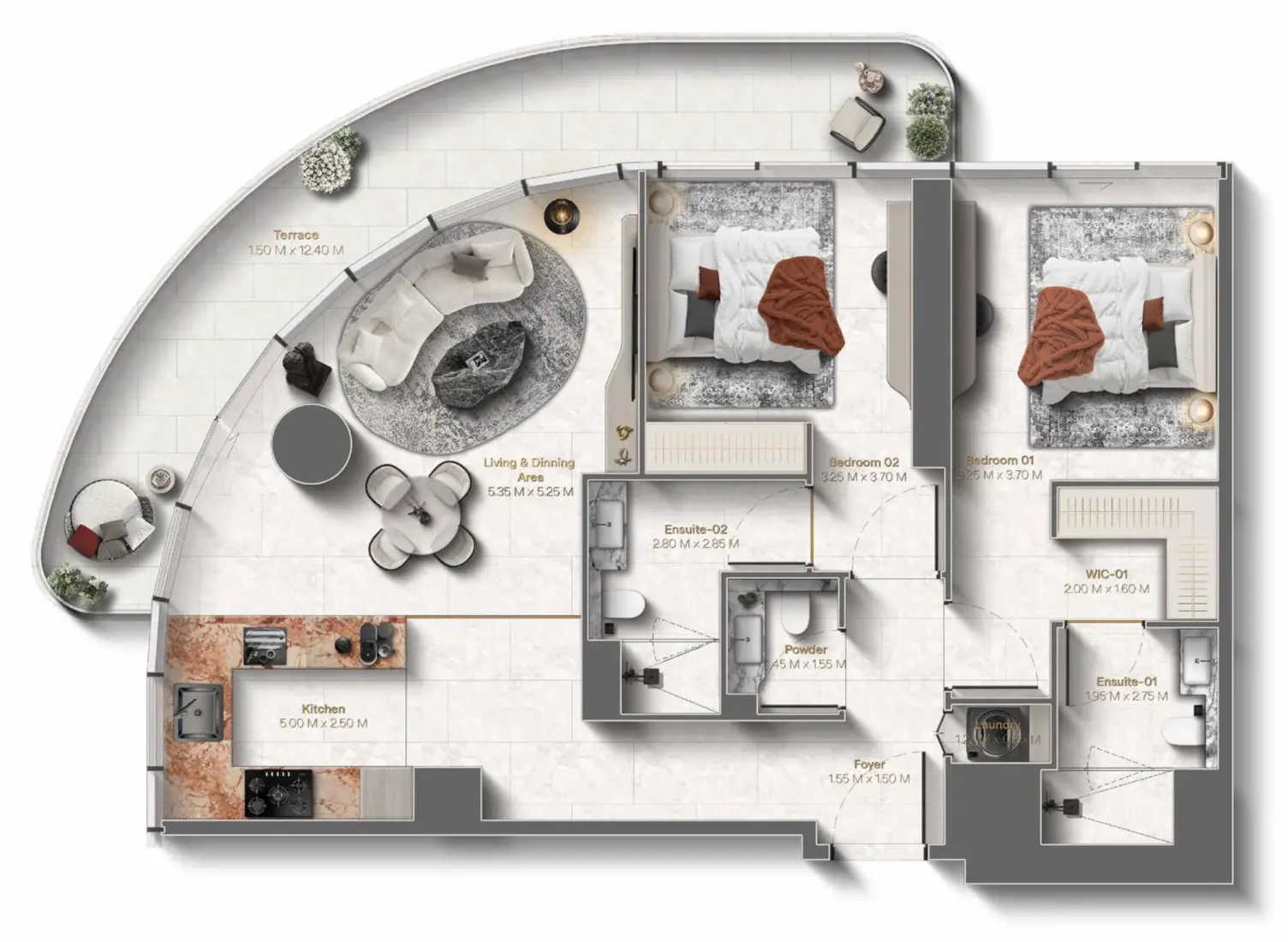 2 Bedrooms in Le Château