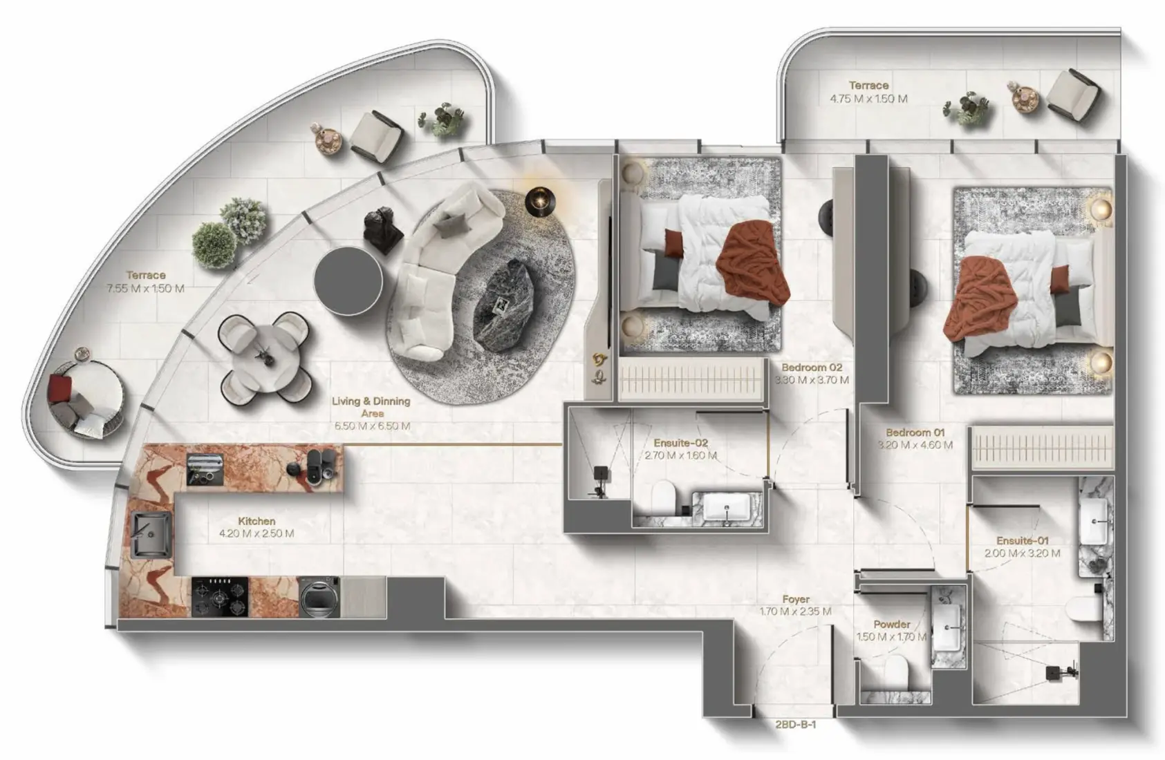 2 Bedrooms in Le Château