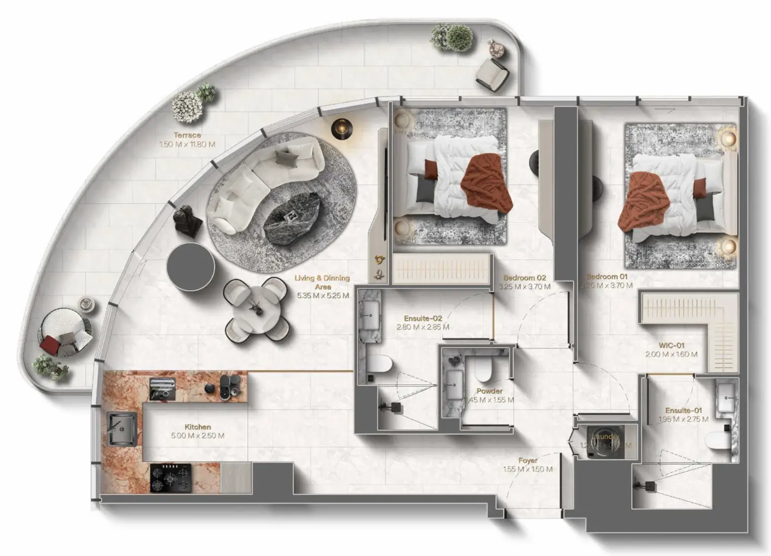 2 Bedrooms in Le Château
