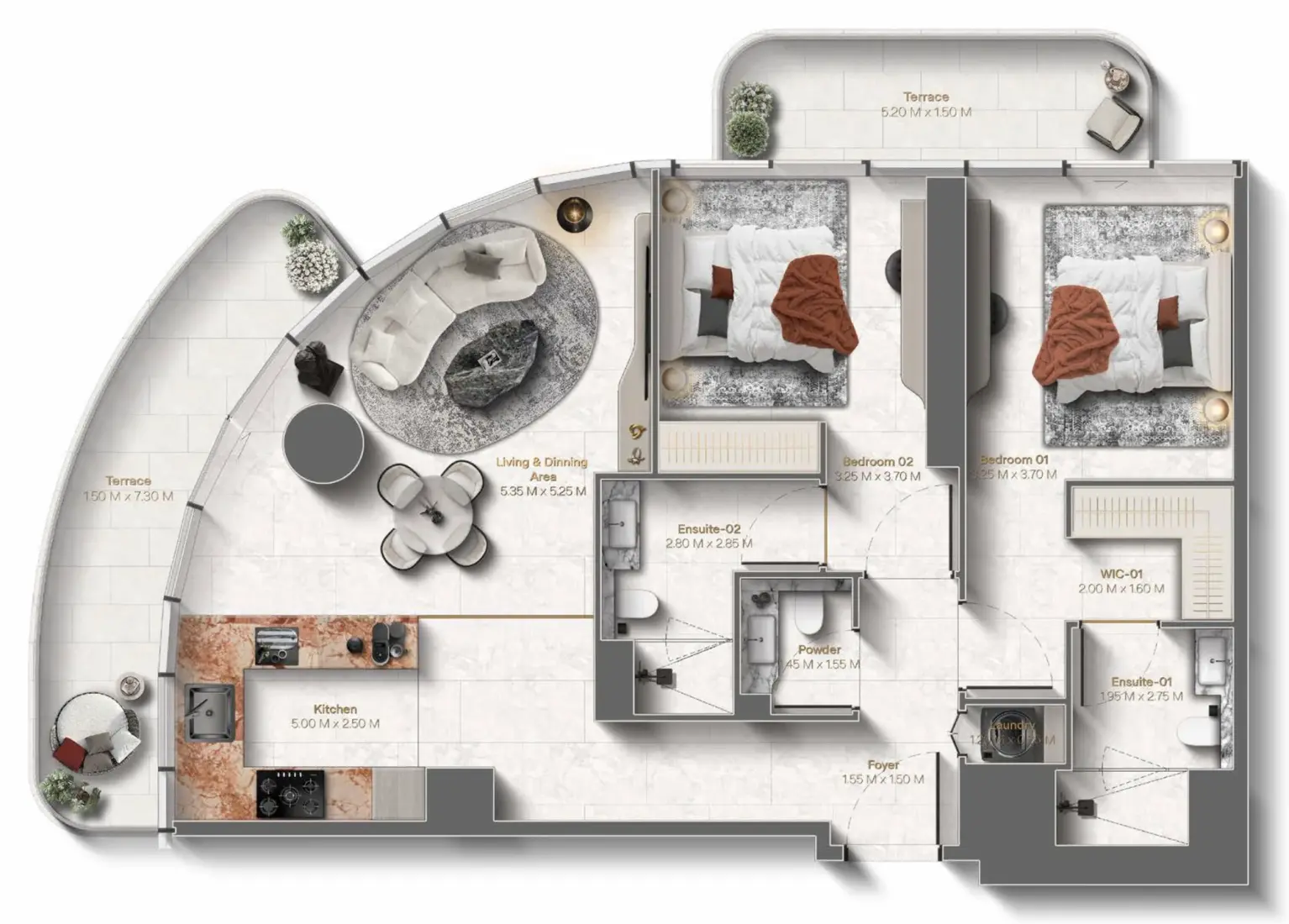 2 Bedrooms in Le Château