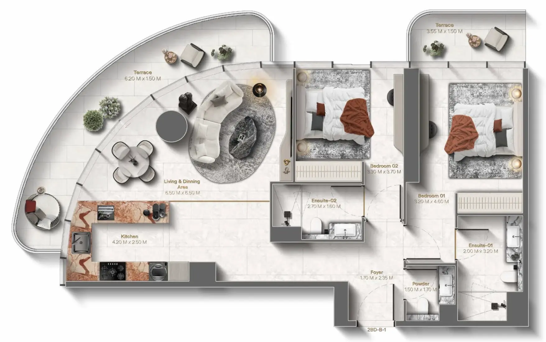 2 Bedrooms in Le Château