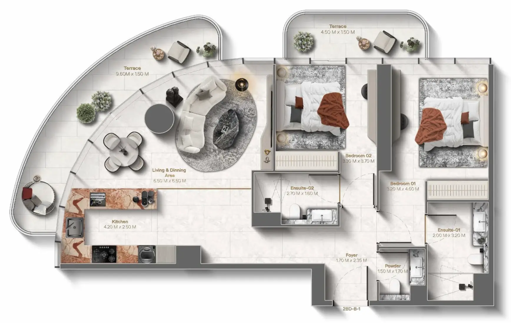 2 Bedrooms in Le Château
