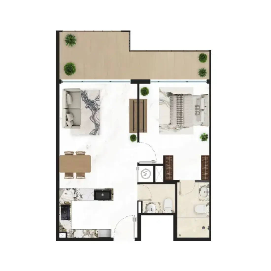 1 Bedroom in Courtyard One