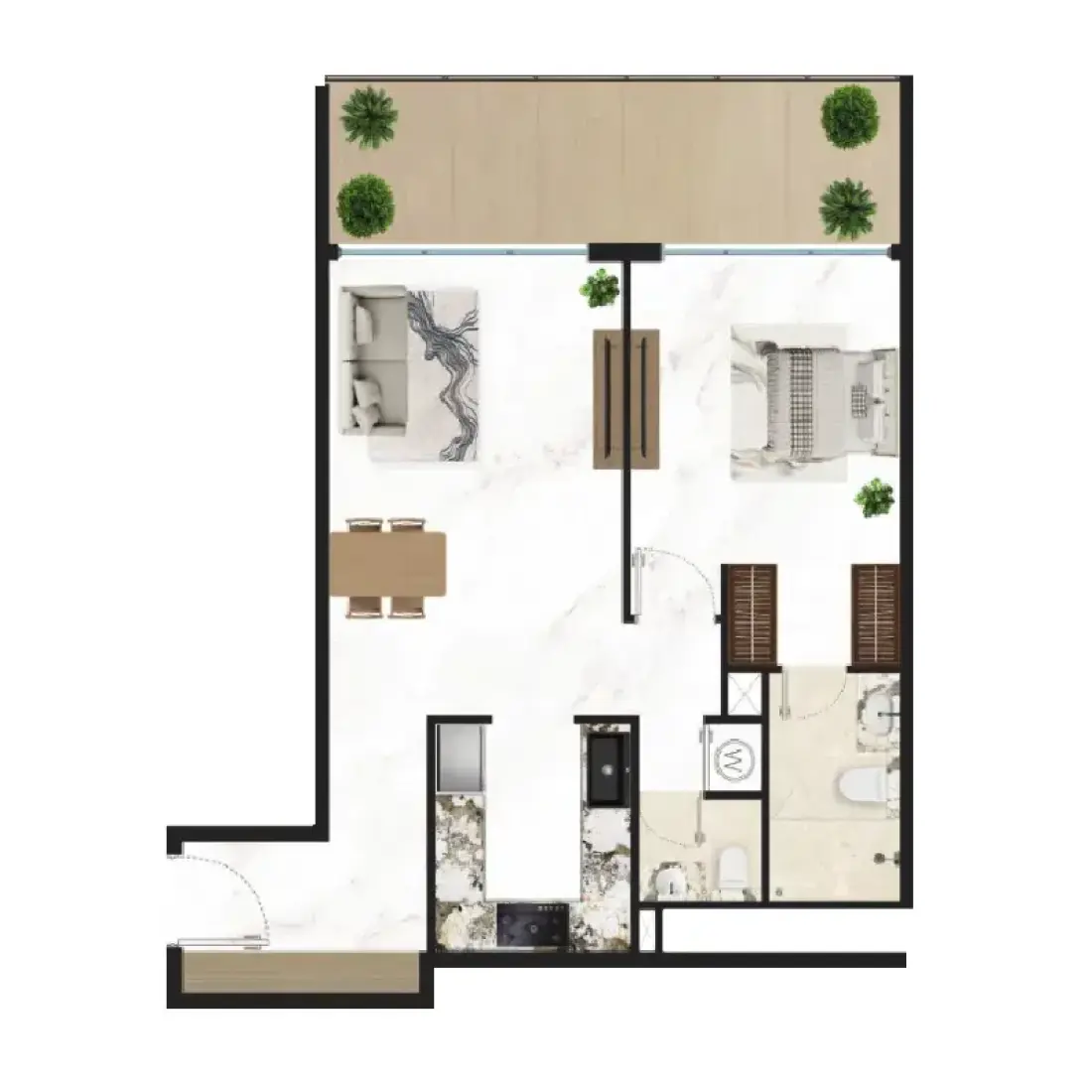 1 Bedroom in Courtyard One