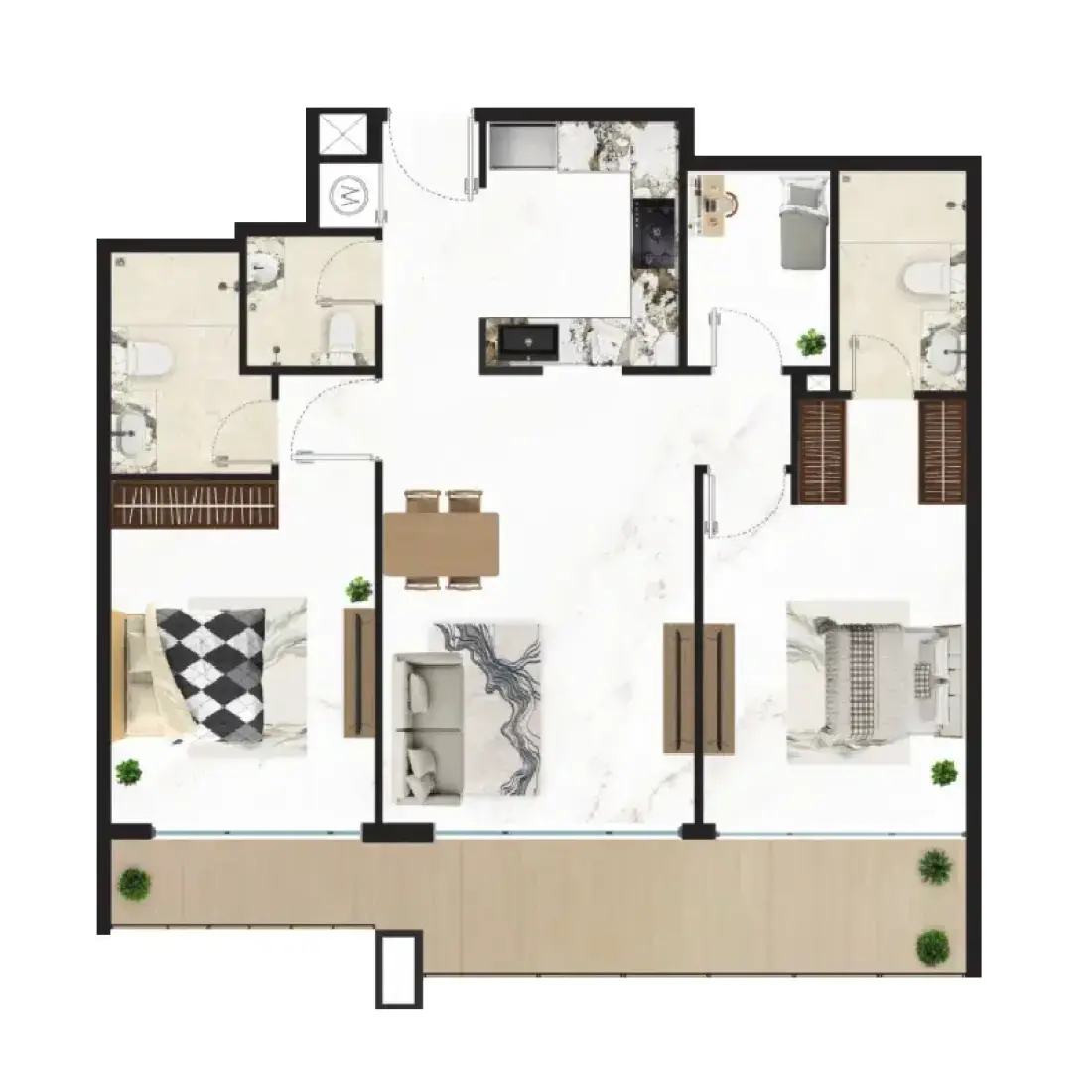 2.5 Bedrooms in Courtyard One