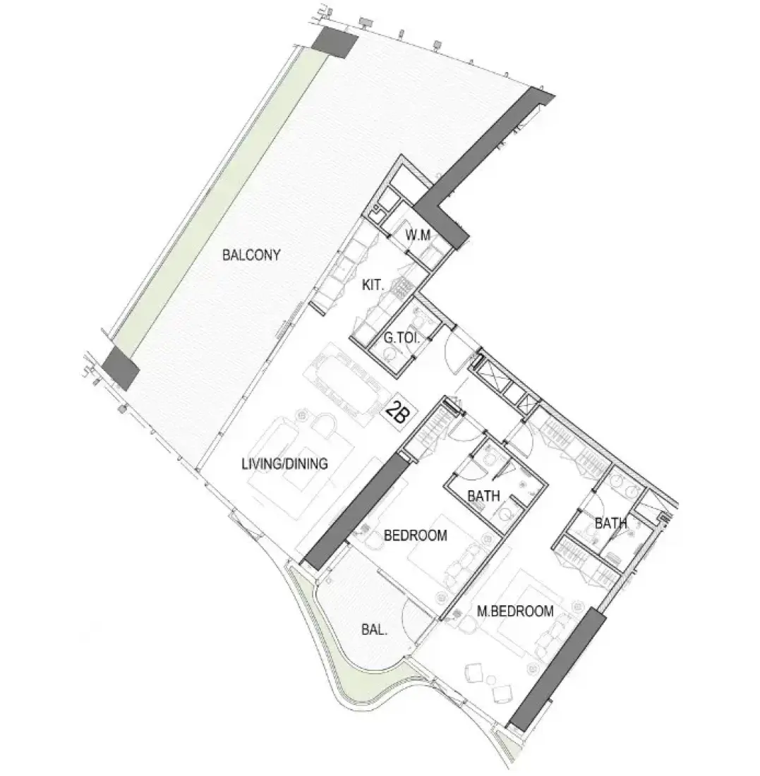 2 Bedrooms in Safa One de Grisogono