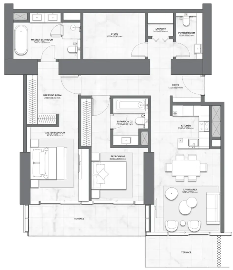 2 Bedrooms in Trump Tower Dubai