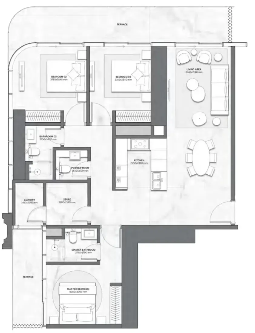 3 Bedrooms in Trump Tower Dubai