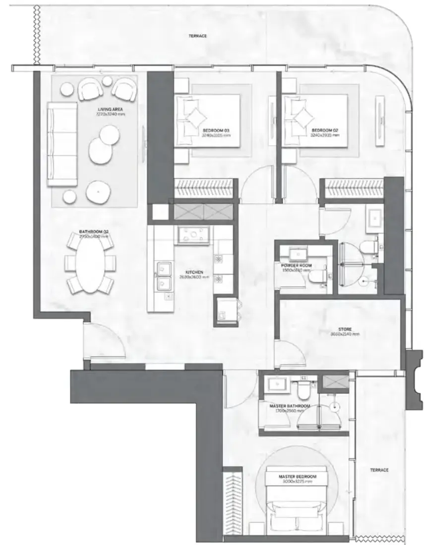 3 Bedrooms in Trump Tower Dubai