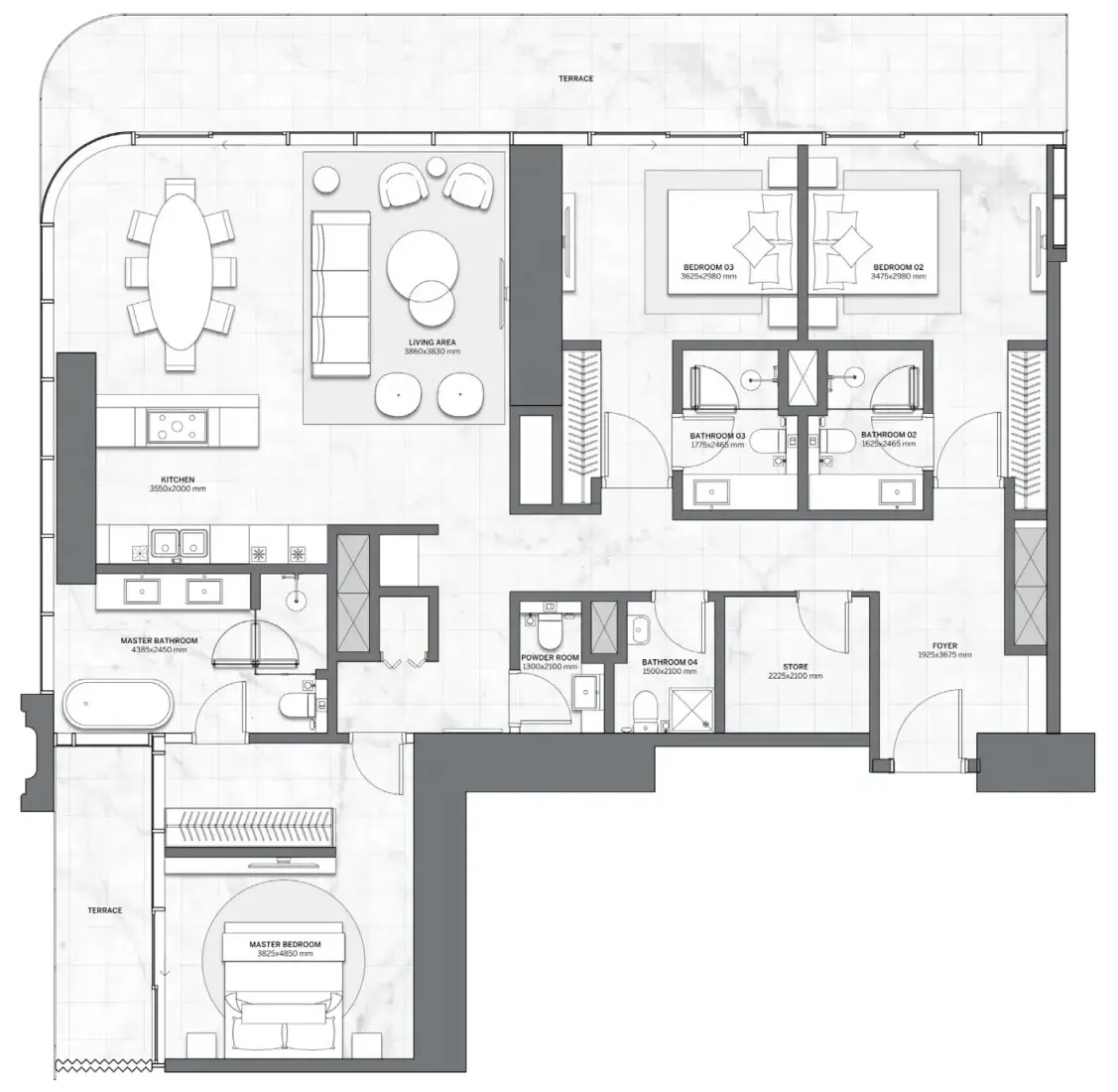 3 Bedrooms in Trump Tower Dubai