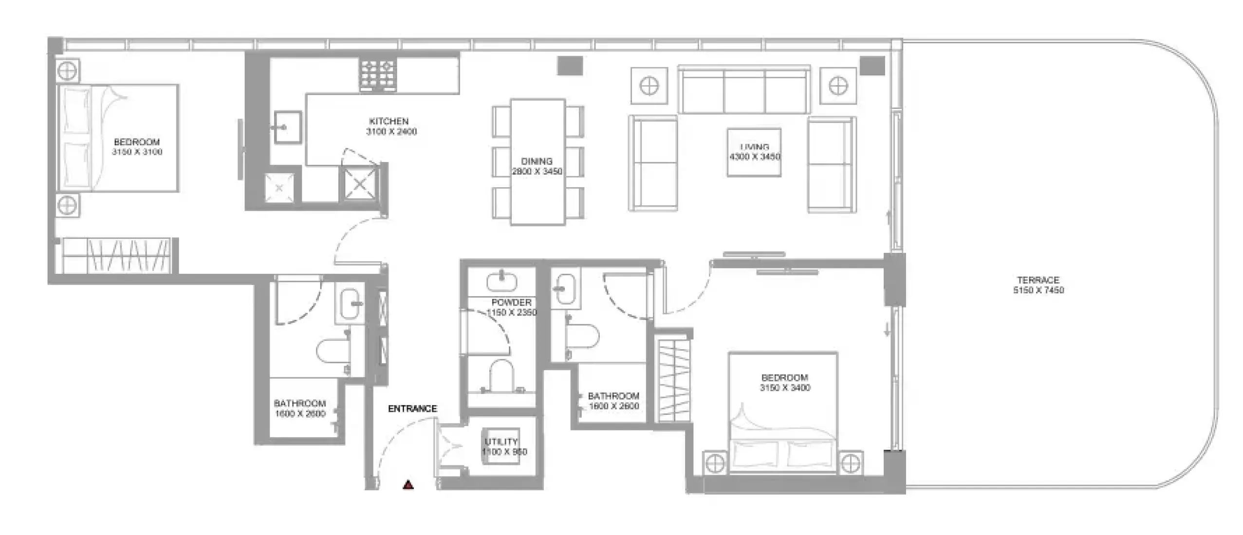 2 Bedrooms in Pearlside Marina Residences