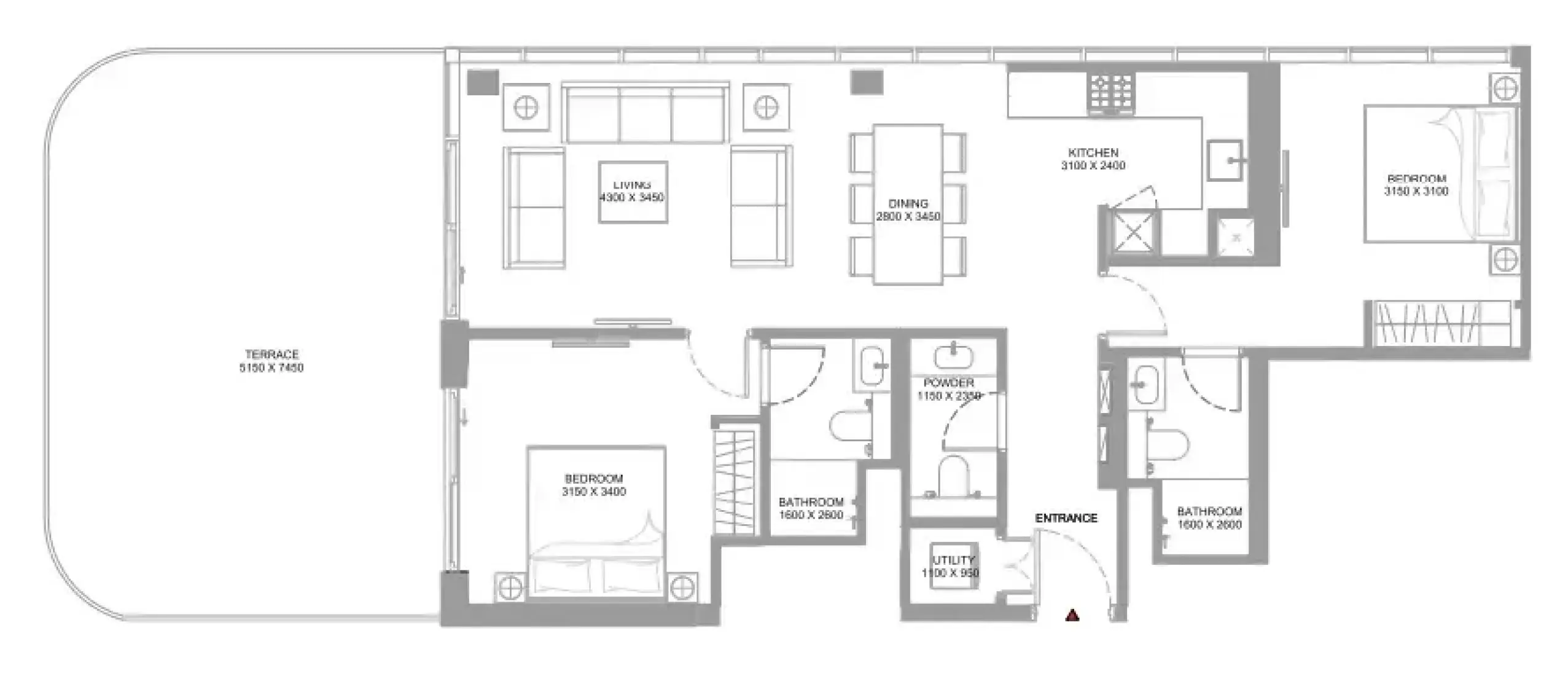 2 Bedrooms in Pearlside Marina Residences