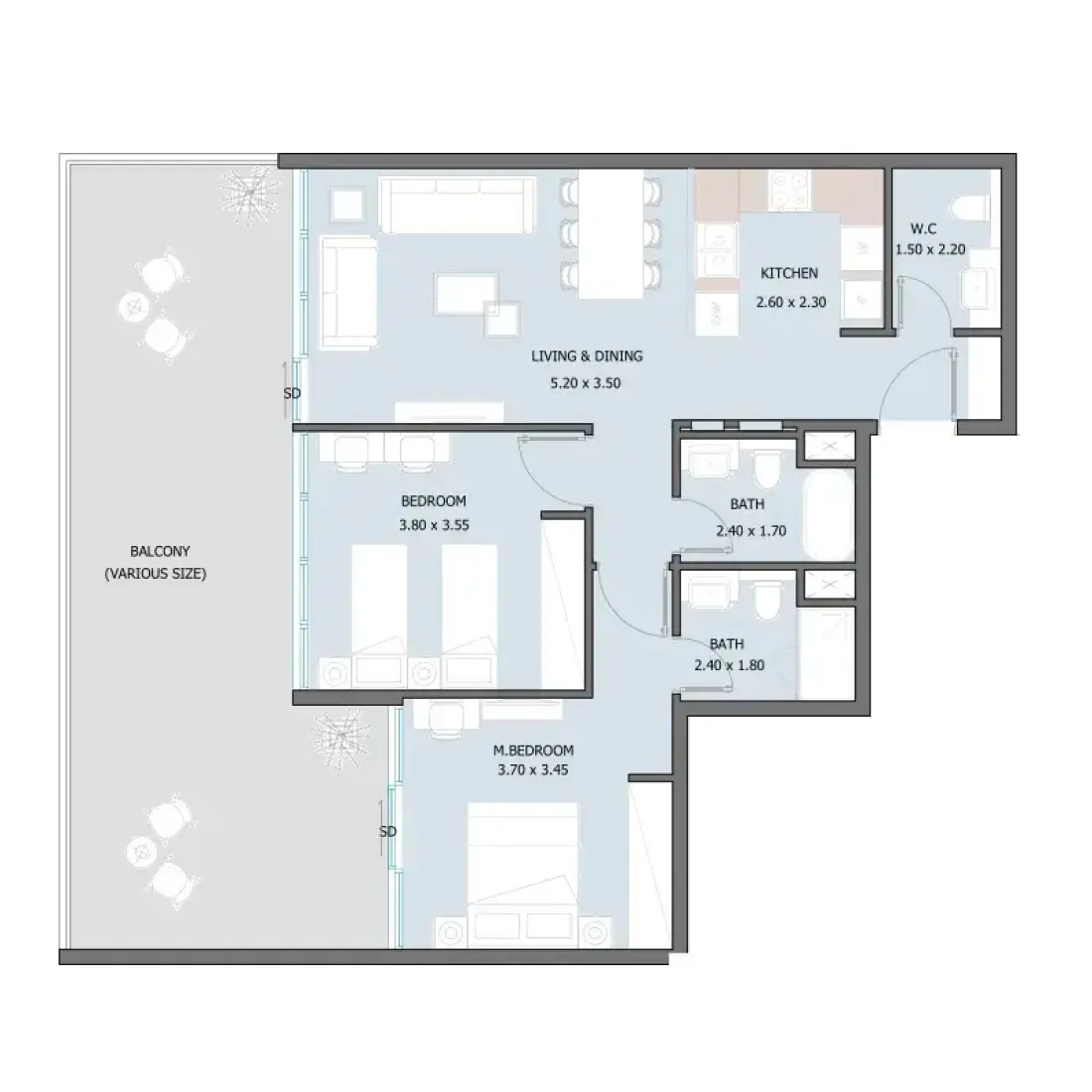 2 Bedrooms in Sila