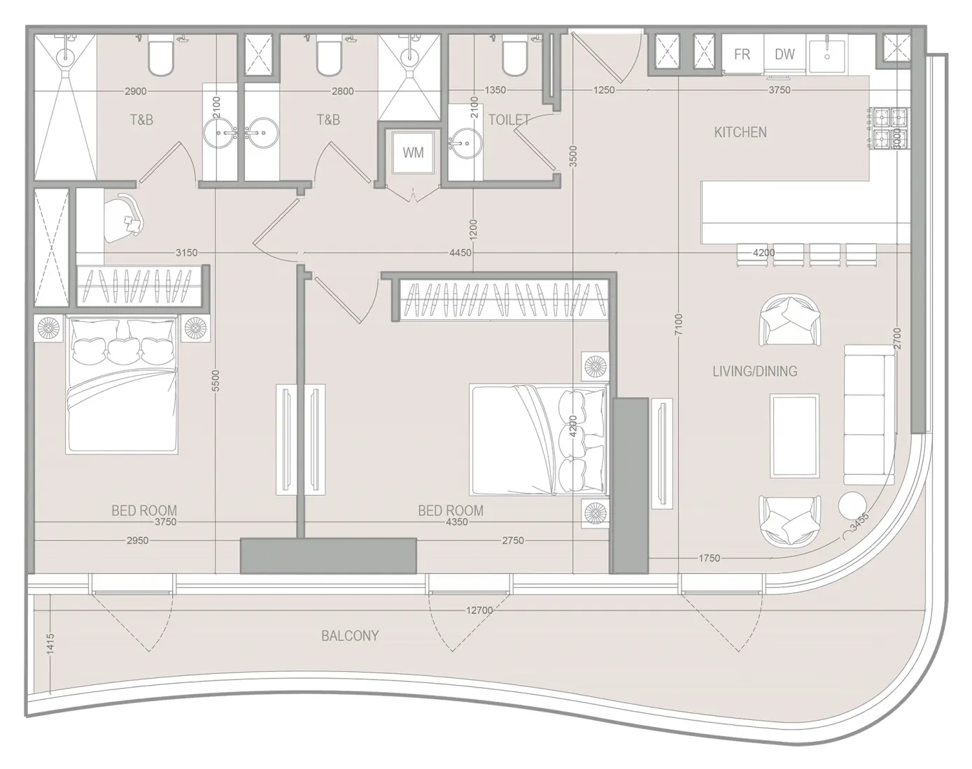 2 Bedrooms in A1LA Residence