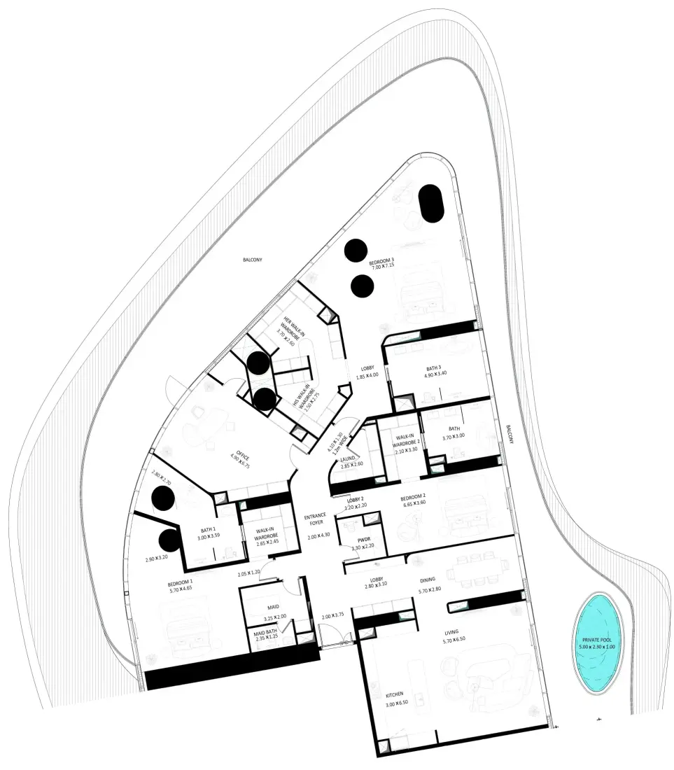 3 Bedrooms in Bugatti Residences