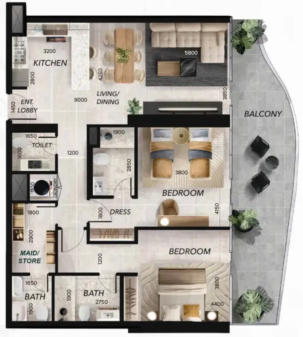 2 Bedrooms in Radiant Wave