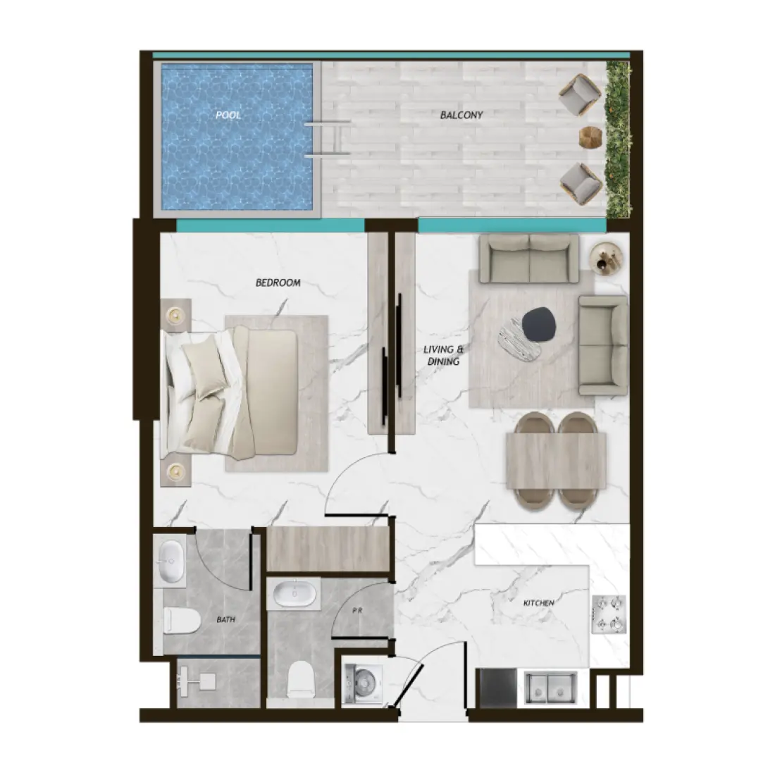 1 Bedroom in Samana Parkville