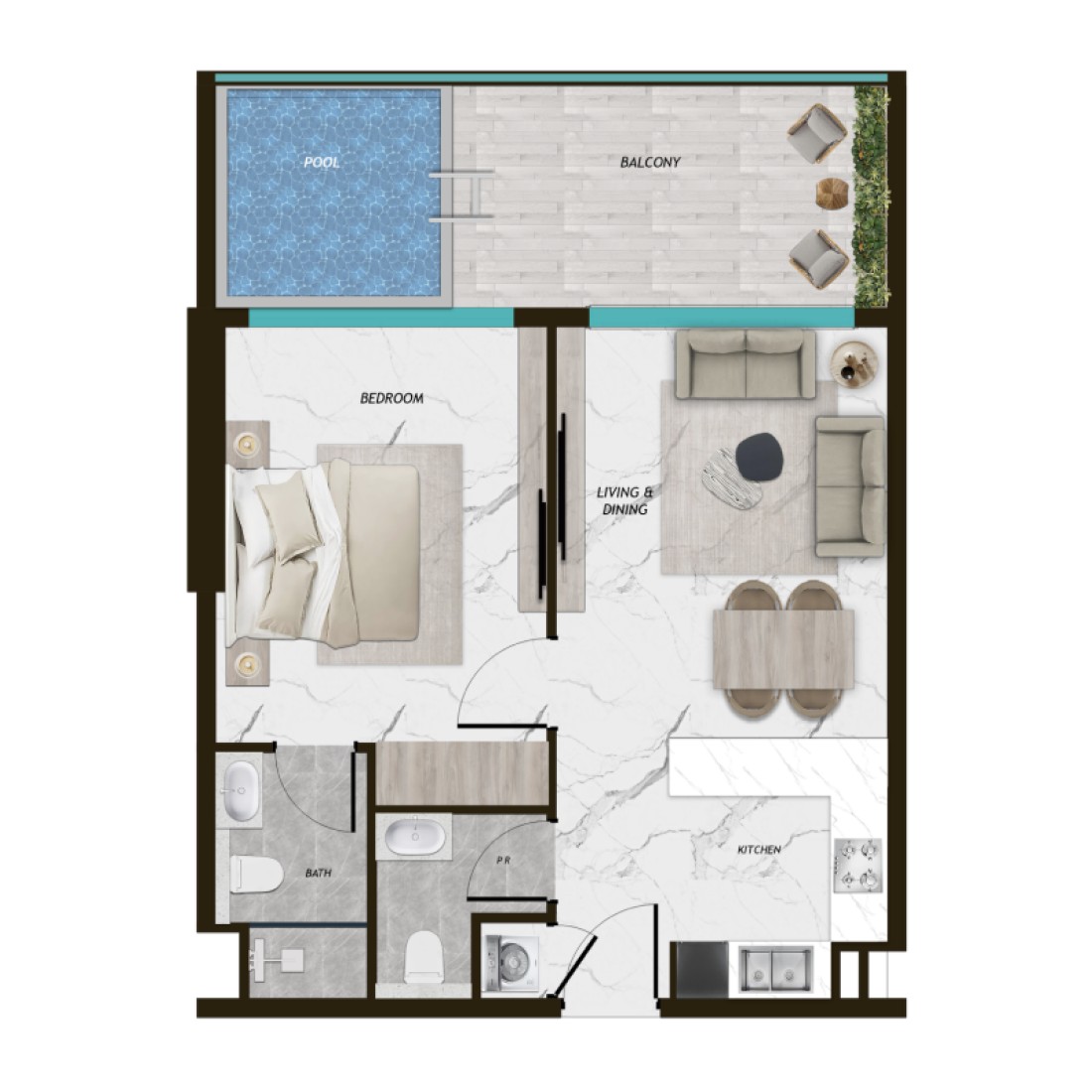 1 Bedroom in Samana Parkville