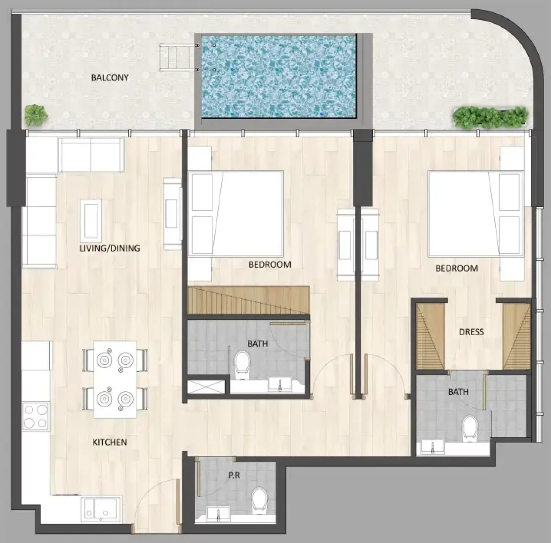 2 Bedrooms in Barari Palace