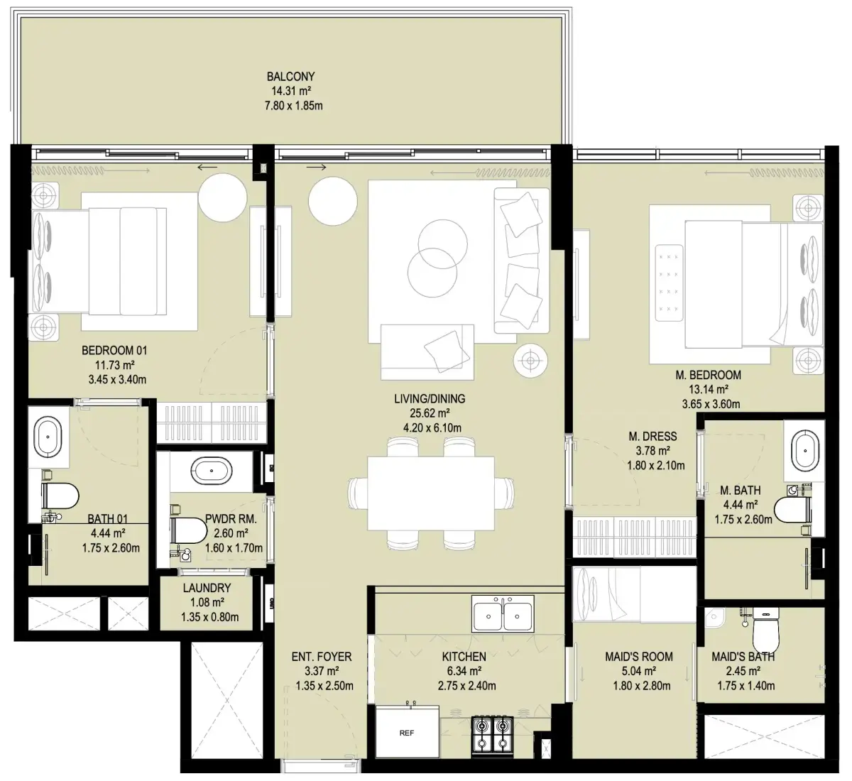 2.5 Bedrooms in Aura Prestige