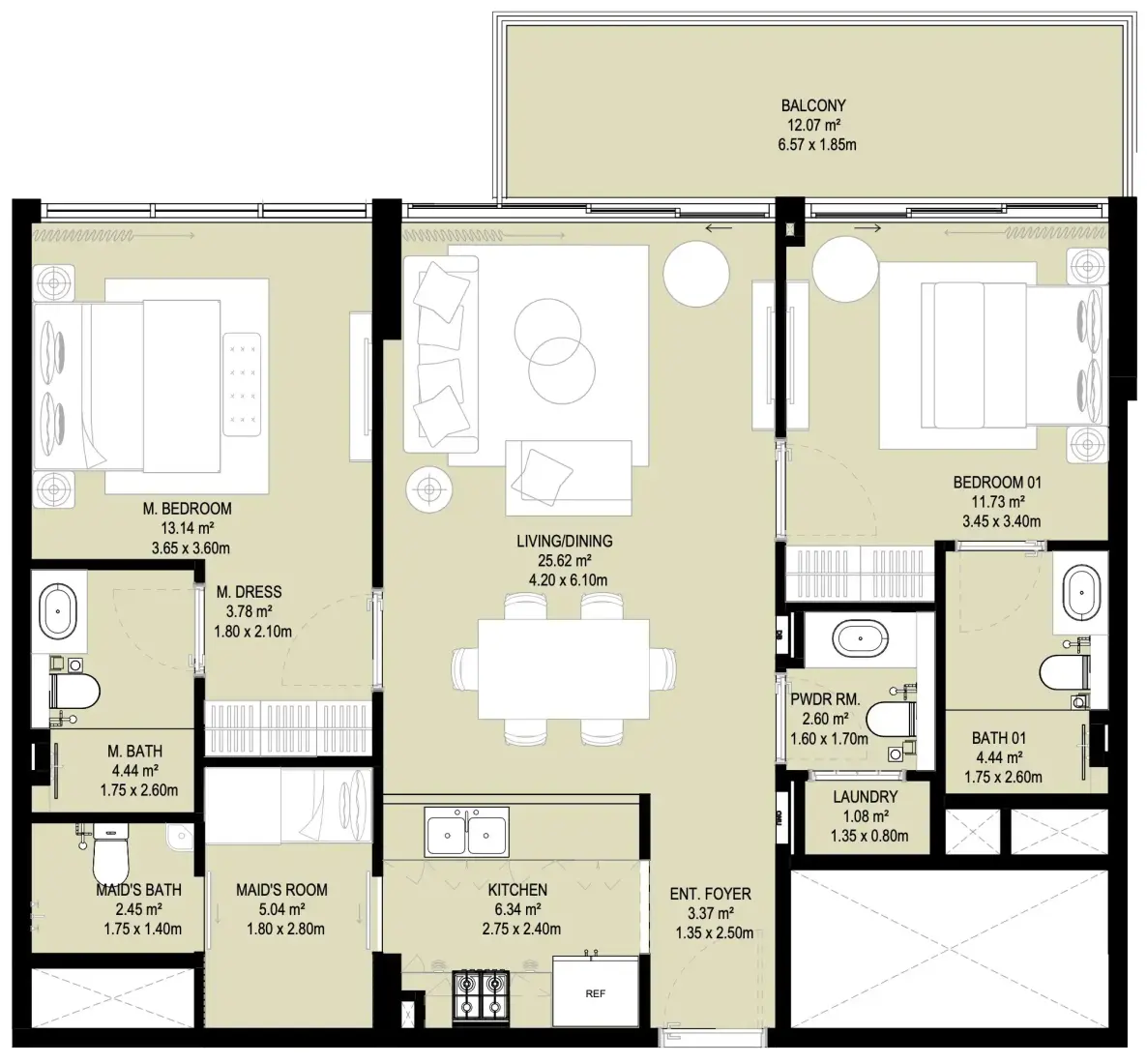 2.5 Bedrooms in Aura Prestige