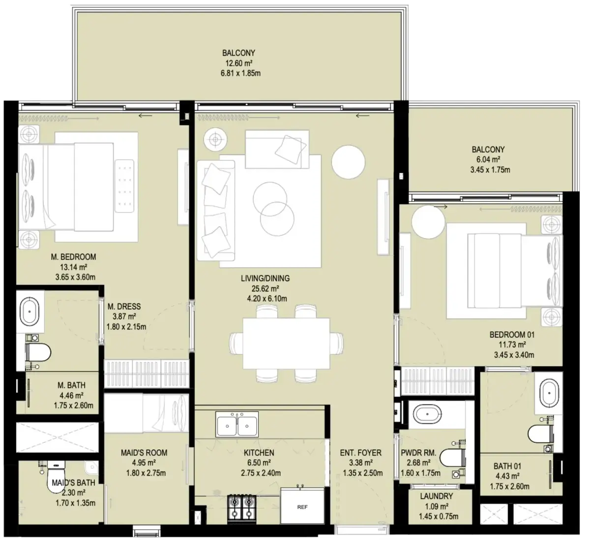 2.5 Bedrooms in Aura Prestige