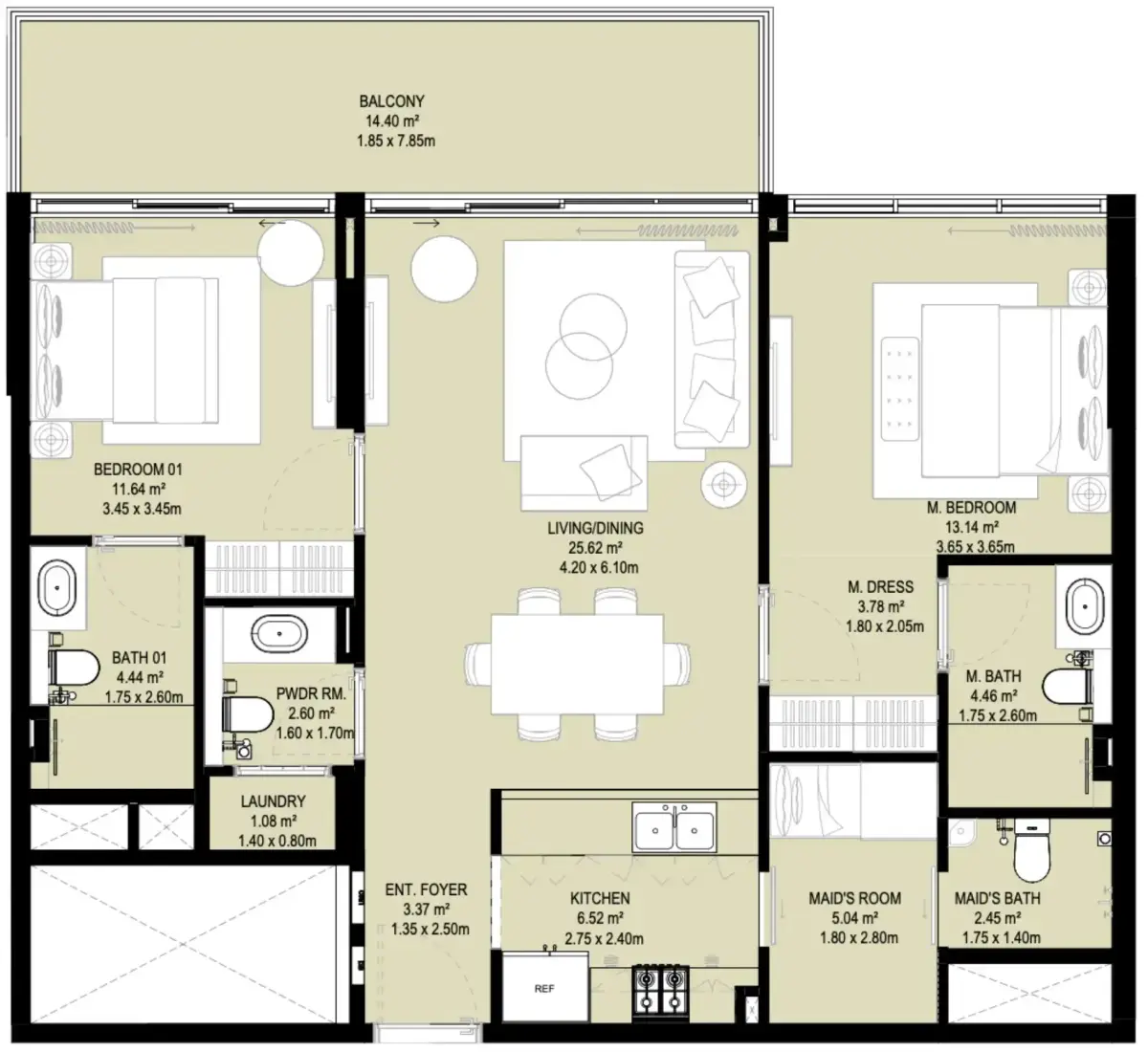 2.5 Bedrooms in Aura Prestige