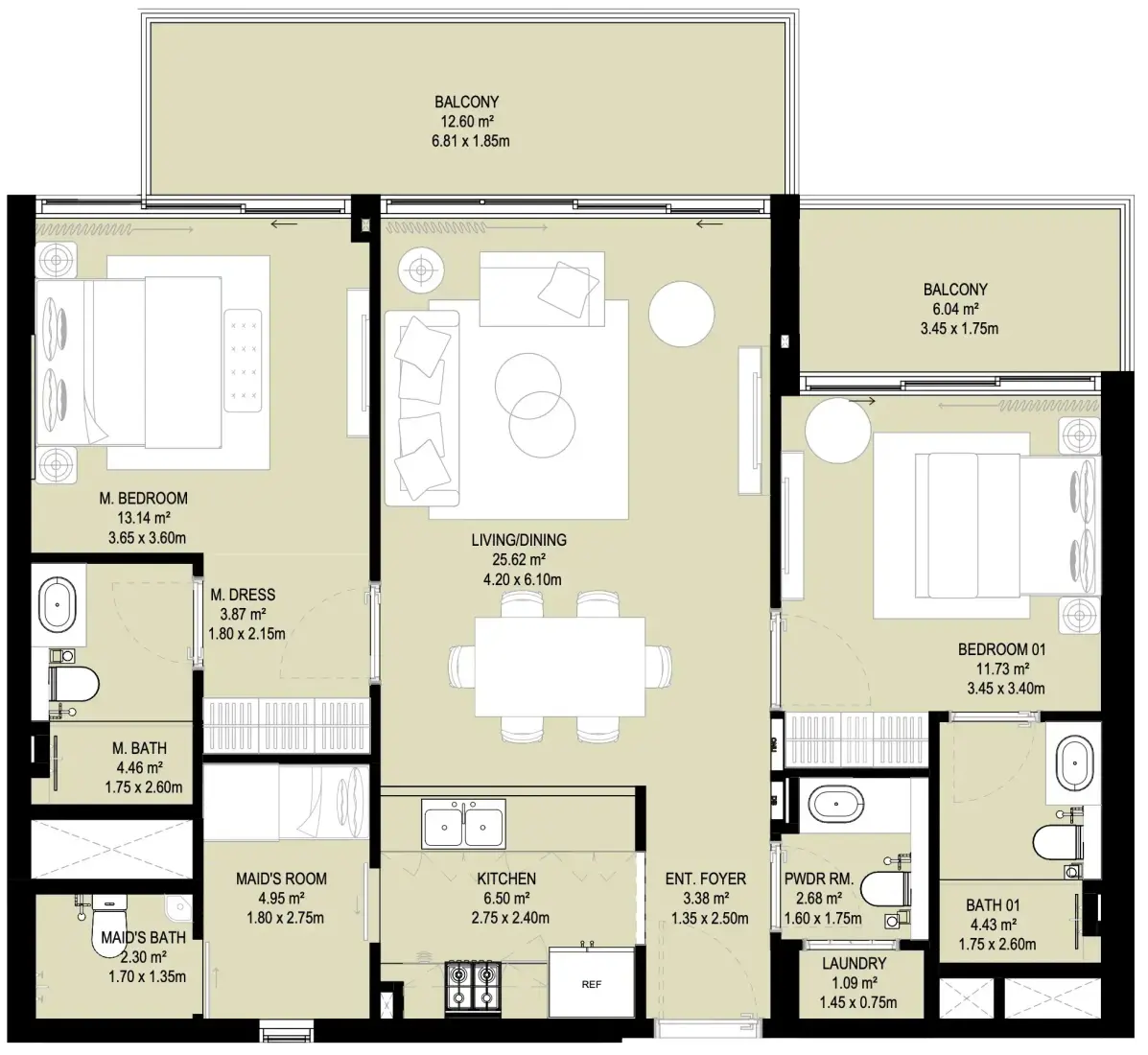 2.5 Bedrooms in Aura Prestige