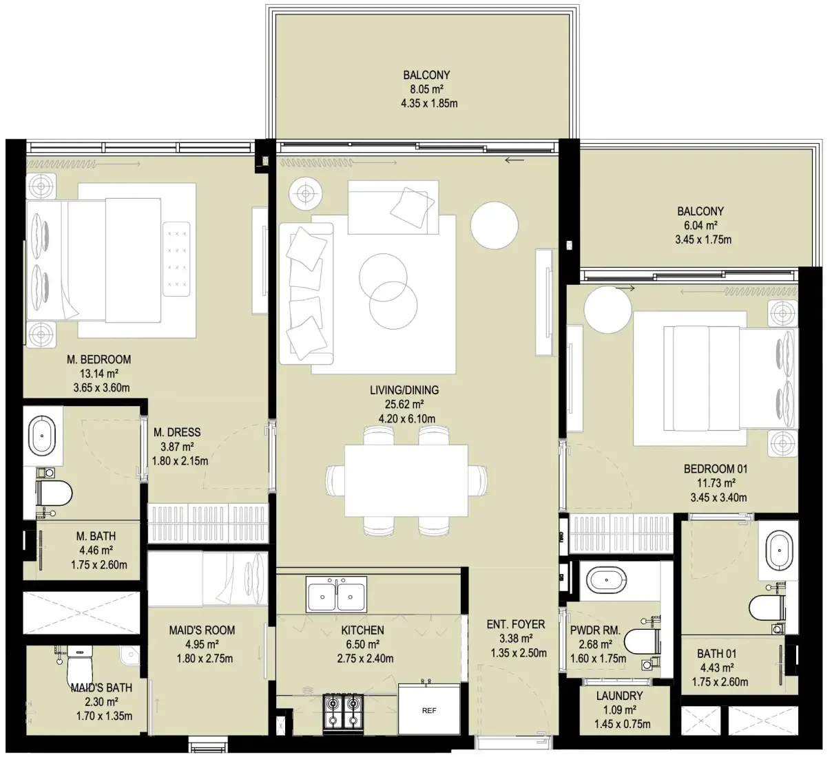 2.5 Bedrooms in Aura Prestige