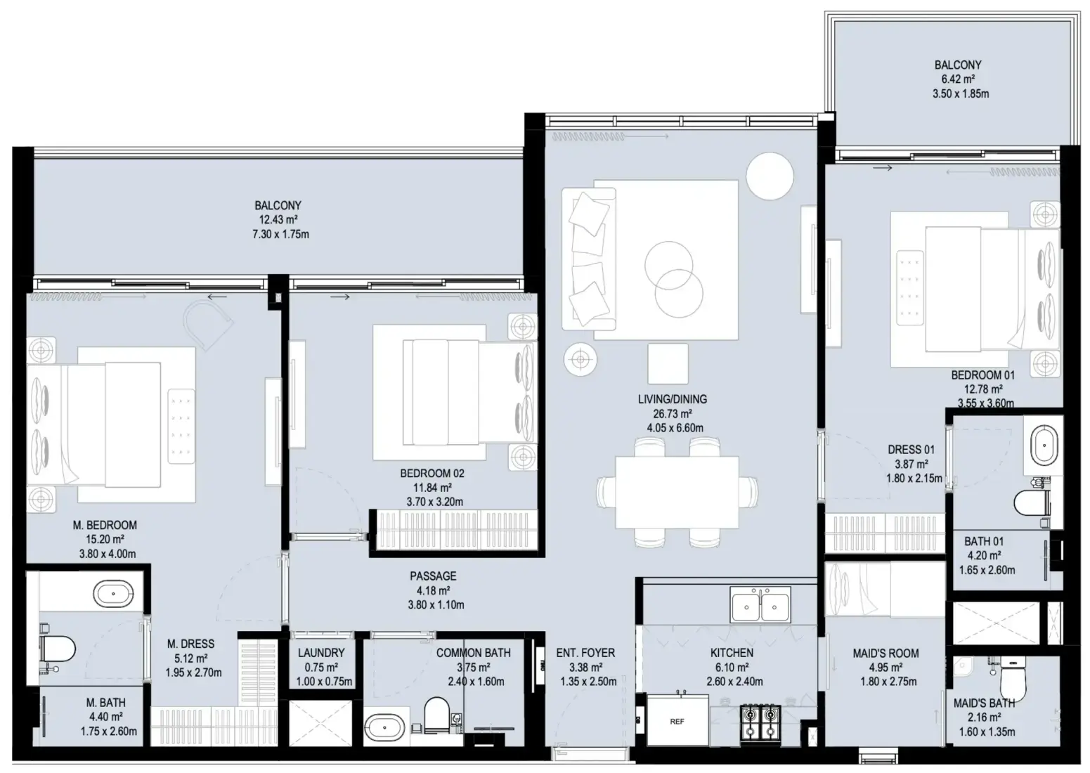 3 Bedrooms in Aura Prestige