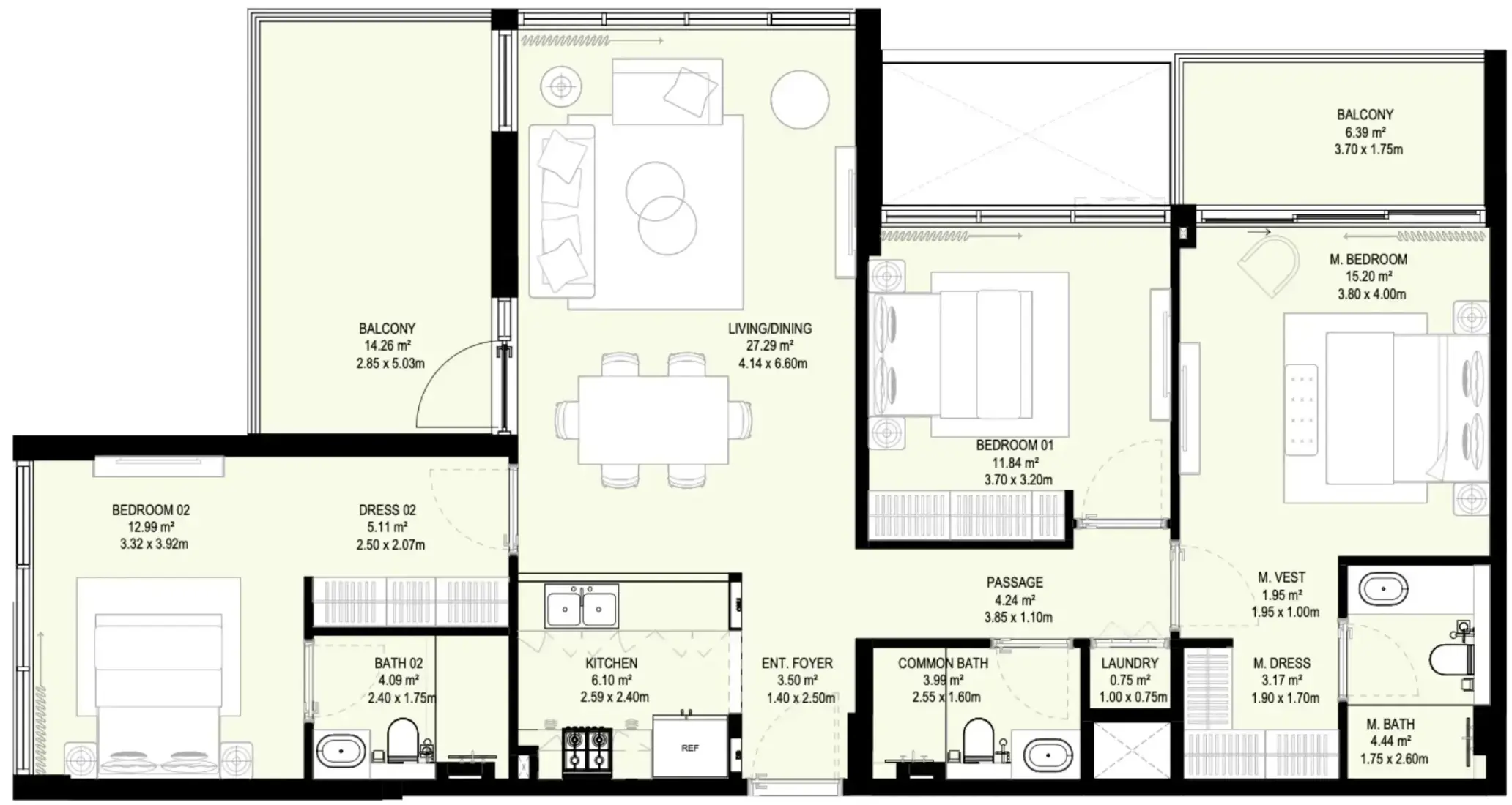 3 Bedrooms in Aura Prestige