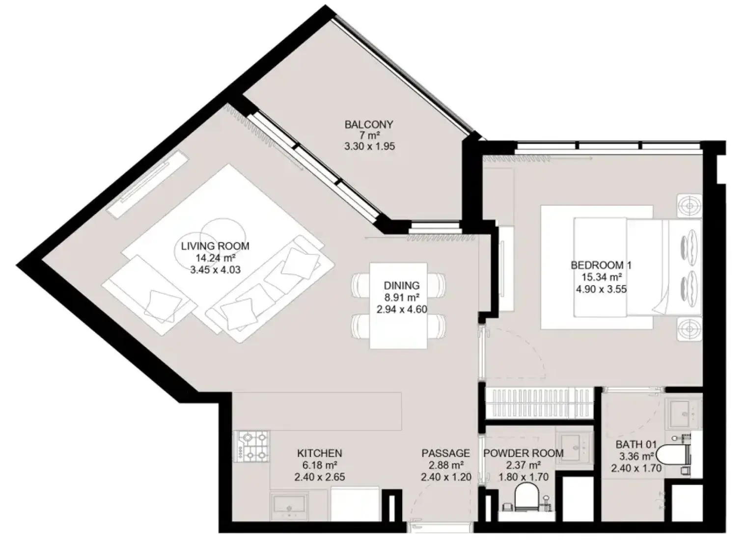 1 Bedroom in Aura Elite