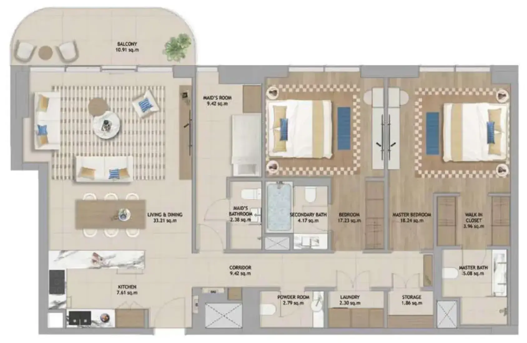 2 Bedrooms in The Beach House Fahid