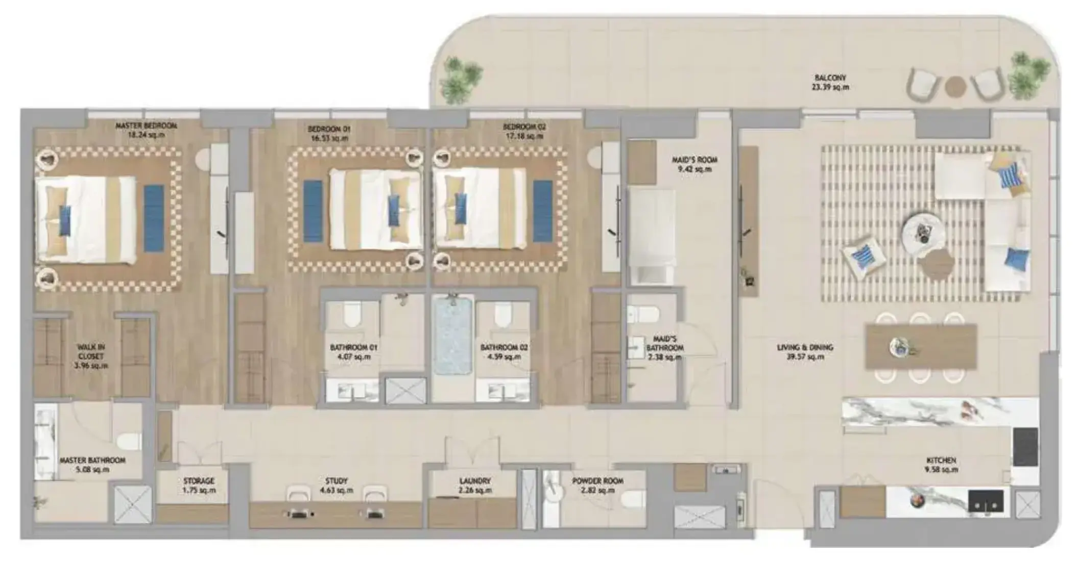 3 Bedrooms in The Beach House Fahid
