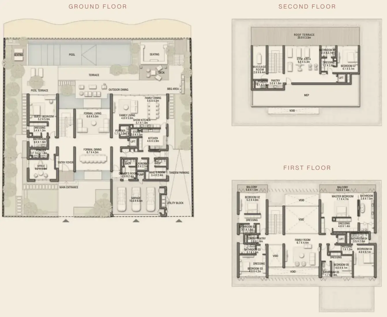 7 Bedrooms in Palm Jebel Ali Villas